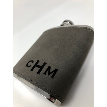 Personalized Groomsman Flask Gray Leather