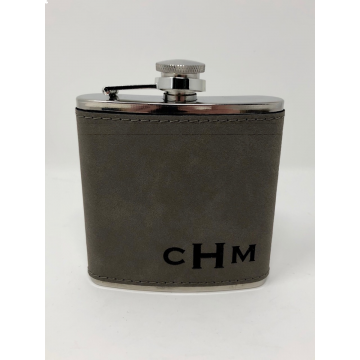 Personalized Groomsman Flask Gray Leather