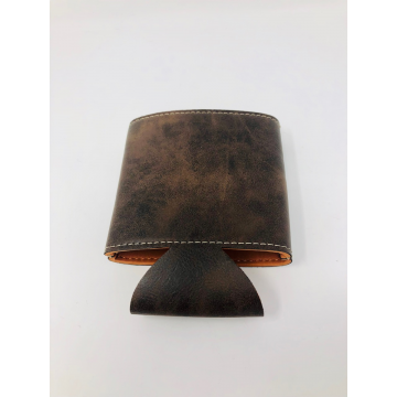 Personalized Groomsman Brown Leather Can Holder