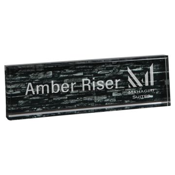 Black / Gray Brick And Acrylic Name Wedge