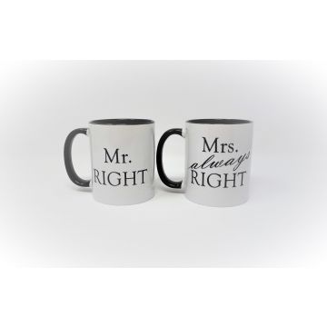 Mr Right & Mrs Always Right Coffee Mug Set