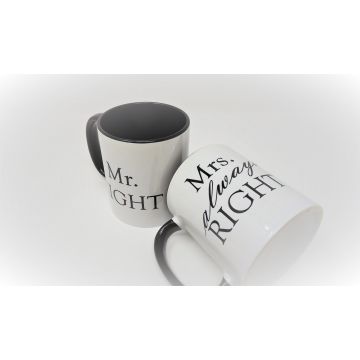Mr Right & Mrs Always Right Coffee Mug Set