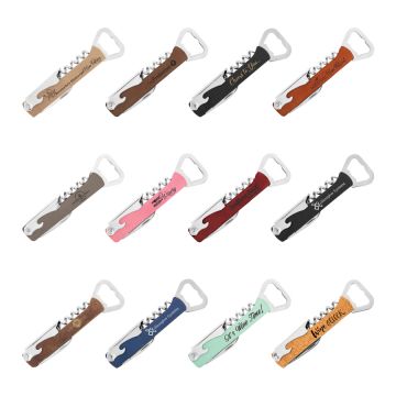 Leather Wrapped Corkscrew Bottle Opener