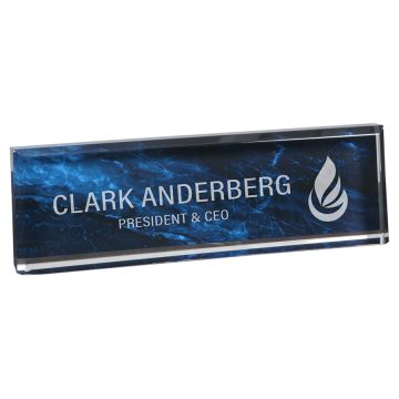 Blue Marble And Acrylic Name Wedge