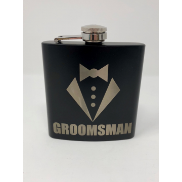 Black Groomsman Flask